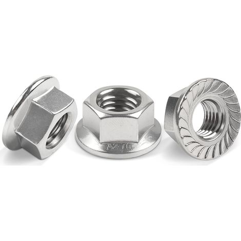 Lot de 25 écrous à bride M5 en acier inoxydable DIN 6923 (1/5)