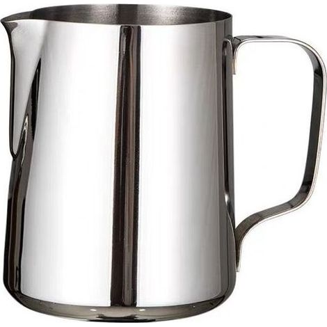 Pichet à mousse de lait, pichet à lait en acier inoxydable 304, pichet à vapeur de 350 ml, pichet à vapeur pour café, cappuccino, barista, carafe à lait avec stylo de décoration, argenté 350ML