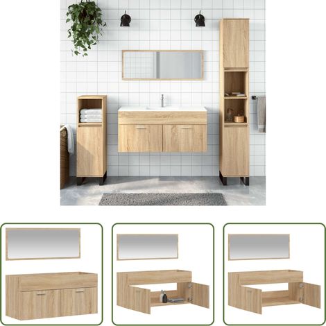 Miroir mural - Armoire de bain avec miroir chêne sonoma bois d'ingénierie (1/5)