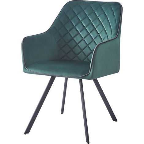 Sedia di design Amber in velluto verde e metallo (1/4)
