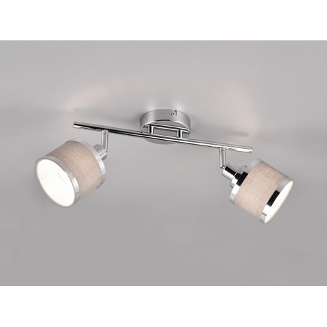 LED Deckenstrahler 2-flammig mit Stoffschirmen Grau, Breite 52cm (1/5)