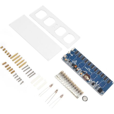 1 kit d'horloge à tubes numériques, circuit imprimé LED avec support acrylique, alimentation Micro USB 5 V, pile CR1220 incluse (1/5)