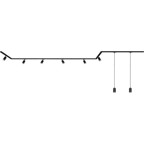 Système de rails Briloner Rail, kit complet, 6 spots GU10, 2 pendules GU10, orientables, 3 raccords d'angle, noir, 5,25 m (1/5)
