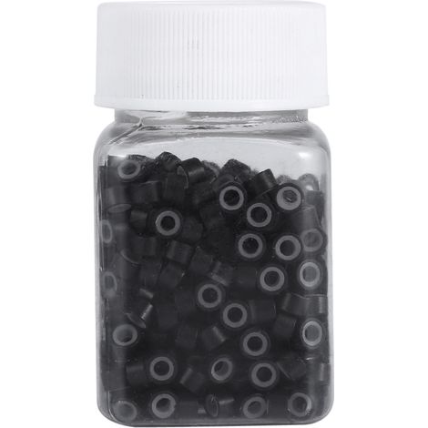 500 pièces/flacon, 5 x 3 x 3 mm, anneaux d'extension de cheveux en silicone pour cheveux humains véritables