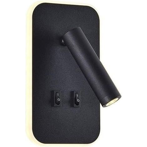 Lampe de chevet LED 2 en 1, liseuse 3W + applique 10W, avec interrupteur, noir 3000K (1/5)