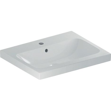 GE iCon Light Aufsatzwaschtisch 75x48cm mit Hahnloch, mit Überlauf, weiß matt (1/5)