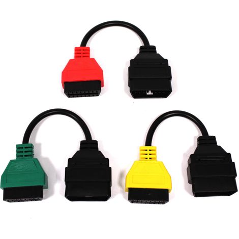 BeMatik - Kit 3 câbles de diagnostic OBD2 compatibles avec le logiciel Fiat ECU Scan 24cm (1/2)