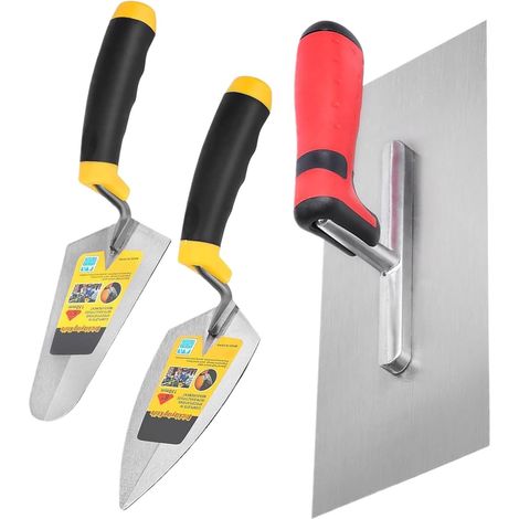 Truelle Outil Maçonnerie Set de 3 Truelles à Béton avec Manche à Prise (1/5)