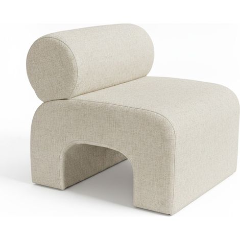 Fauteuil en tissu doux - Beige chiné - Mour (1/5)