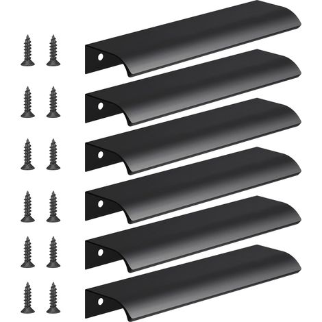 6pcs Poignée d’Armoire, Invisible Poignées Meuble Tiroir, Poignées de porte Dissimulées Poignée Encastrée Affleurante Pour tiroirs portes d'armoires,Commode, Distance du Trou-128mm (1/5)