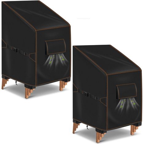 2er Set Gartenstuhl Abdeckung 64x64x120cm, Stapelstuhl Schutzhülle 420D Wasserdicht (1/5)