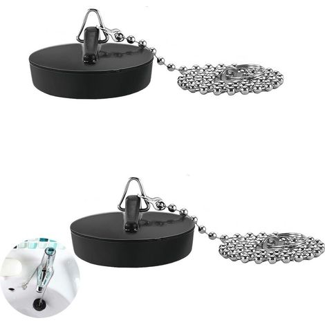 XEPHO Bouchon Baignoire Universel[2 Pièces], Bouchon d'Evier avec 40cm Chaîne à Billes, Bouchon d'Evier Cuisine, pour Évier, Salle de Bain et Cuisine