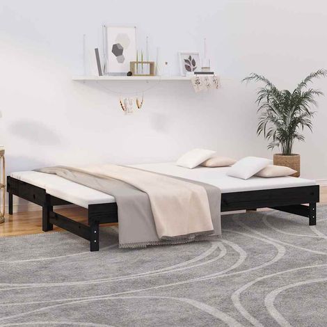 vidaXL Lit coulissant sans matelas noir 2x(80x200)cm (1/5)