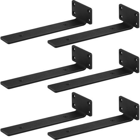 6pcs Equerre Etagere Murale Noire Métal Equerre Charge Lourde, Capacité de Charge 68 kg équerre étagère Invisible, Equerre Murale avec Vis Equerre Etagere (1/4)