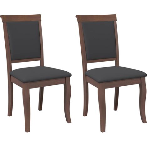 Lot de 2 Chaises à manger,Chaise de cuisine coussins marron bois massif caoutchouc CFW89002 (1/5)