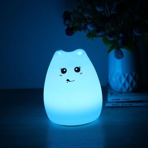 Veilleuse de Nuit LED Chat pour Bébé Enfant Lampe de Chevet portable Idéale pour Chambre Salon et Extérieur Contrôlable par le Touch (1/4)