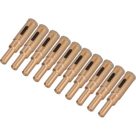 Lot de 10 forets diamantés brasés de 14 mm pour verre, granit, marbre et carrelage. (1/5)