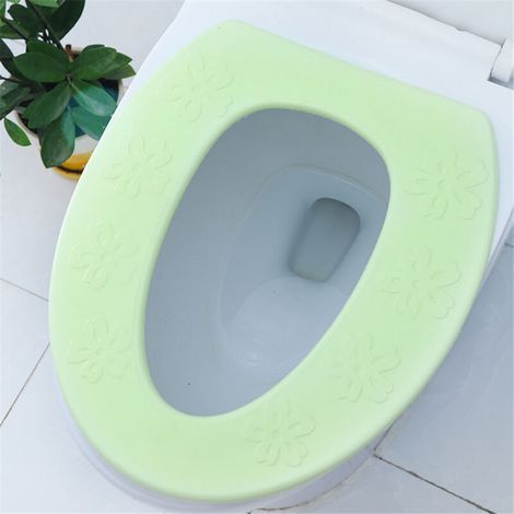 Bandeau de toilette réutilisable en EVA imperméable - Coussins de siège doux, antidérapant, confortable - Marque fleur verte - Matériau EVA, taille 34.5x40cm