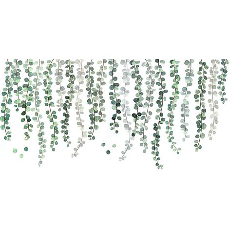 Sticker mural salon, plantes vertes, feuilles de vigne d'eucalyptus