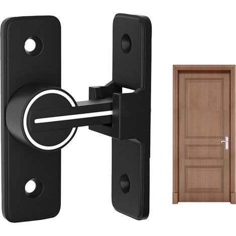 Serrures à pour porte, serrures de porte de sécurité Serrures de porte de nuit robustes à 90/180 degrés Serrure de renforcement coulissante, anti-effraction, résistante à l' (1/5)