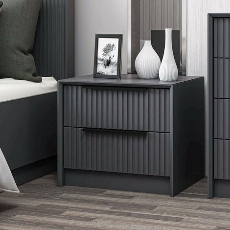 Chevet, Commode Basse, Table de Nuit, Étagère de Chevet, 45x45 h53 cm, Anthracite (1/5)