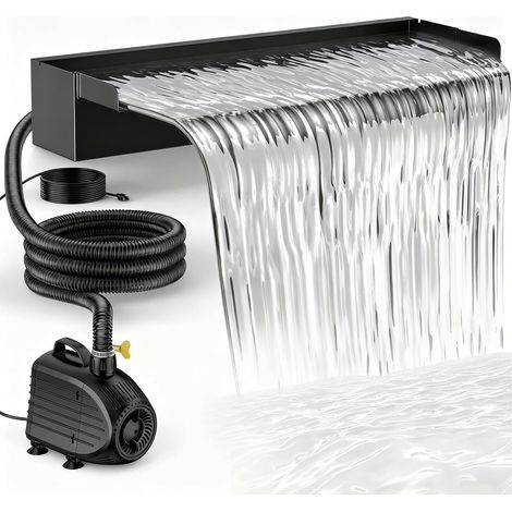 Biling Ensemble de cascade en acier inoxydable pour étang complet avec pompe à étang de 80W 4500L/H et lame de cascade de 60 cm pour étang de jardin, étang à carpes koï, étang flottant, jeu d'eau (1/5)