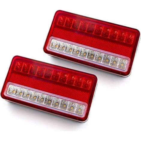Feux arrière clignotants LED 12V 24V – 20 LEDs – Étanches et anti-choc – Pour remorque, camion, caravane – Installation facile (1/5)