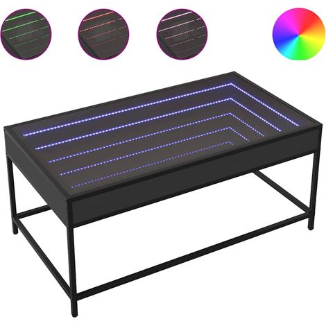 Tavolino da Salotto Tavolino da Soggiorno Tavolino da caffè con LED Infinity Nero 90x50x41 cm (1/5)