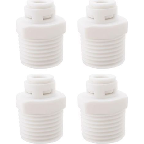 [JAMAIS UTILISÉ] Lot de 4 connecteurs plastique 1/2 à 1/4 po, tête droite rapide pour filtre osmose inverse, blanc (1/4)