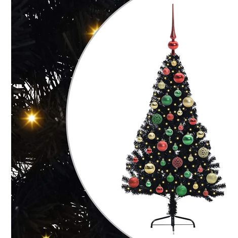 Künstlicher vorbeleuchteter Weihnachtsbaum Schwarz 120 cm PVC vidaXL