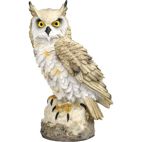 Statue Chouette - Décoration Jardin Extérieur en Résine - Pour Terrasse, Patio, Balcon ou Intérieur - Hauteur 18 cm - Lot de 1