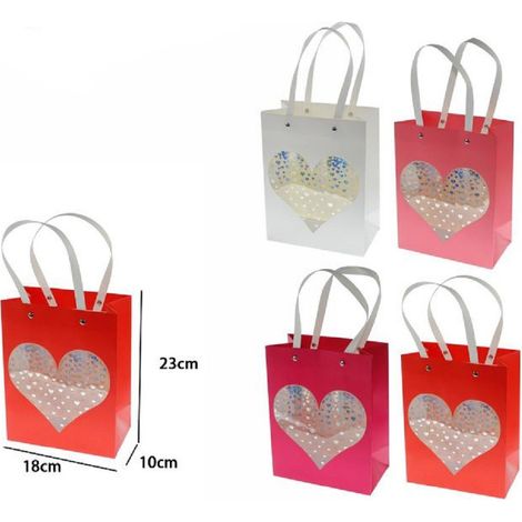 TrAdE Shop Traesio - Set 2 Pz Buste Borsa Da Regalo Sacchetti Con Cuore 23x18x10cm 69935 Vari Colori -