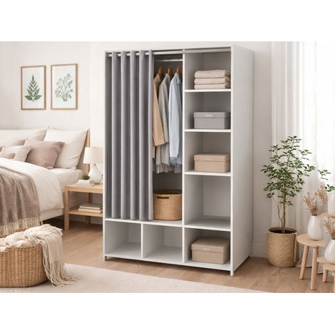 Dmora - Gran Armario Jal, Muebles de dormitorio, Vestidor, Armario de ropa, 105x48 h180 cm, Blanco y Gris (1/5)