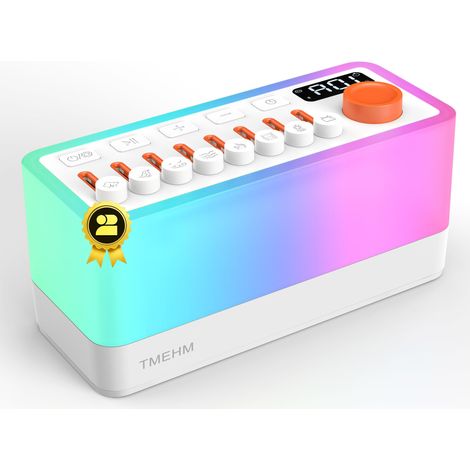 3-in-1 Schlafgeräuschmaschine mit 8 mischbaren Naturgeräuschen, tragbarem Bluetooth-Lautsprecher und 12-farbigem Nachtlicht, weißem Rauschen, Schlaftimer und Atemübungen für Babys, Kinder und Erwachse