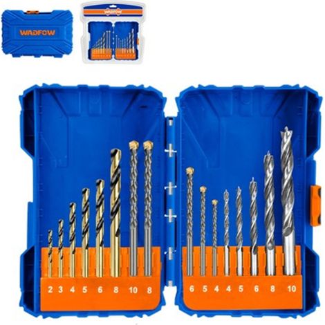 WADFOW WMJ6516 Coffret de forets assortis pour métal, maçonnerie et bois