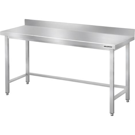 Table de travail en inox Bar 1600x700 mm avec renfort et dosseret PREMIUM - GOLDINOX (1/4)