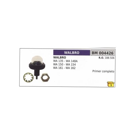 Primer miscela benzina WALBRO WA135 WA161 carburatore decespugliatore