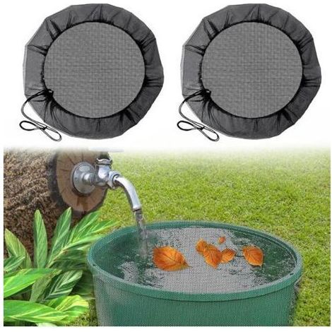 2 pièces filet de protection pour récupérateur d’eau de pluie – Housse circulaire avec cordon de serrage pour fût de collecte, anti-moustiques et anti-feuilles – Diamètre 97 cm (1/5)
