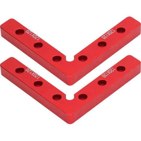 Lot de 2 équerres de positionnement à 90°, en alliage d'aluminium, pinces rectangulaires, outil de travail du bois, 120 mm, rouge (1/5)