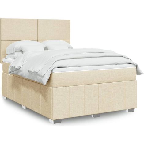 Boxspringbett mit Matratze Creme 160x200 cm Stoff