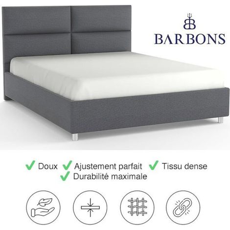1 Drap-housse 200x200 cm, 100% coton, certifié Oeko-Tex, blanc, pour lit double (1/5)