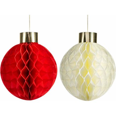 Lot de 10 boules de Noël en papier alvéolé, 30x30x34 cm