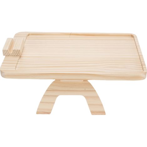Plateau en bois pour canapé avec support pour téléphone et tablette, idéal pour les repas sur accoudoir, le petit-déjeuner, le goûter ou le dessert. (1/5)