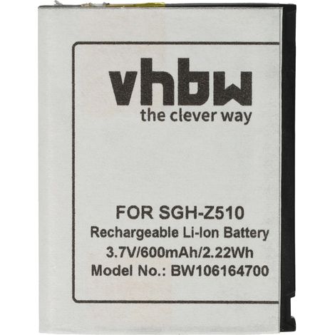 vhbw Akku kompatibel mit Samsung SGH-D820, SGH-Z510, SGH-P300 Handy Smartphone Telefon (600 mAh, 3,7 V, Li-Ion) (1/5)