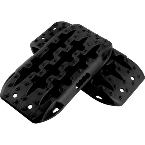 GOPLUS Planches de Récupération Tout-Terrain, Lot de 2 Tapis de Traction, Plaque de Déblocage Contre Sable, Boue, Neige, Charge 10 Tonnes, pour Camping-Car, Voiture, Camion (Noir, 58 x 31 x 6 cm) (1/5)