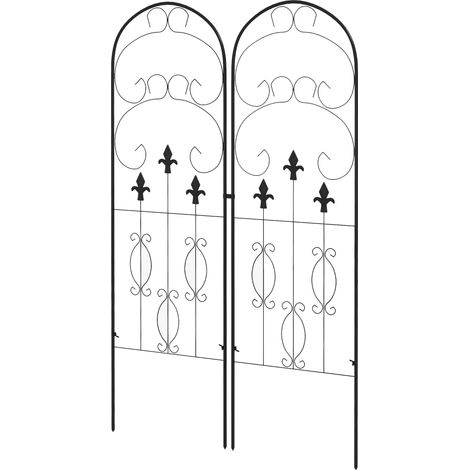 Set of 2 Metal Garden Trellises for Climbing Plants, Elegant Scroll Design Support Frames for Outdoor Decor