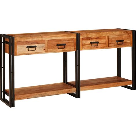 Konsolen-Tische 2 pcs Braun 161 x 33 x 75 cm Massivholz Akazie