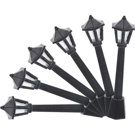 Réverbères miniatures pour maison de poupée, compatibles avec les modèles de lampadaires, 6 pièces en plastique noir (1/5)