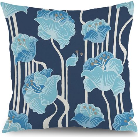 Housse de coussin floral été, style ferme pour salon chambre,50×50cm (1/5)