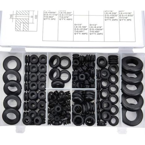 œillets en Caoutchou Caoutchouc Passe-fils Kit Passe-Câbles en Caoutchouc Pour Fil, Fiche et Câble, 180 Pièces MOONSTARS (1/4)